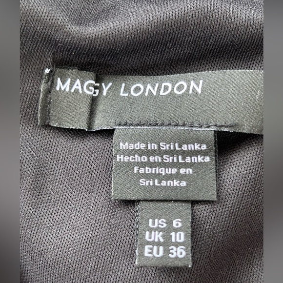 Maggy London Illusion Knee Length Sheath Dress Black‎ Size 6 - Picture 6 of 10